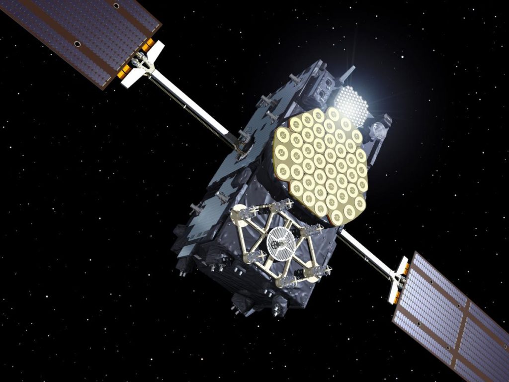 A Galileo navigation satellite in orbit