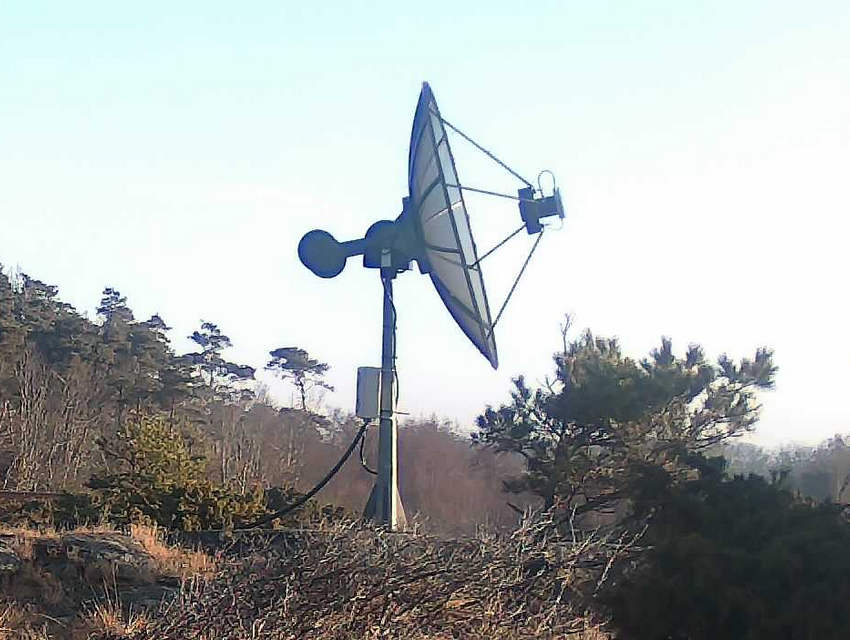 One of the two SALSA dish antennas at Onsala Space Observatory.